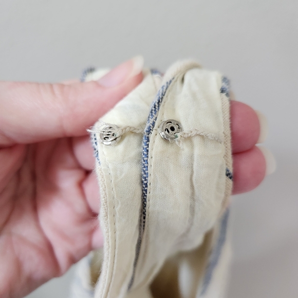 J. Crew | Women's Cream Fit and Flair Dress With Blue Stipes - Picture 6 of 9